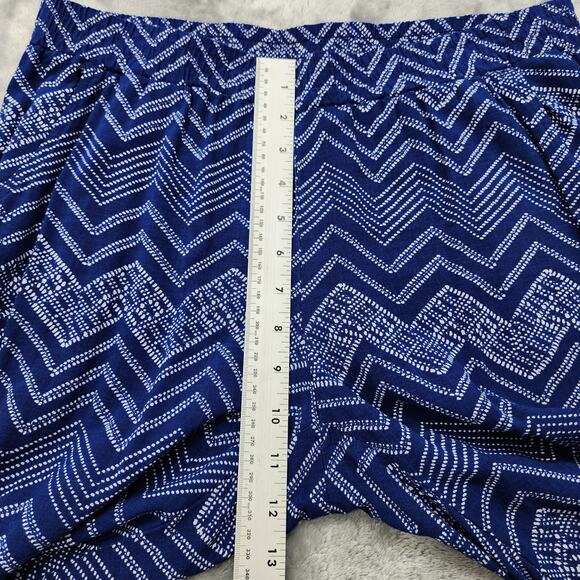 Be Bop Pants Womens L Blue White Chevron Printed Pull On Tapered Leg Pockets - Picture 7 of 10